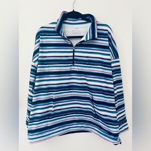 T by Talbots UPF 50+ 1/4 Zip Striped Long Sleeve NWT Women’s Size 
XL